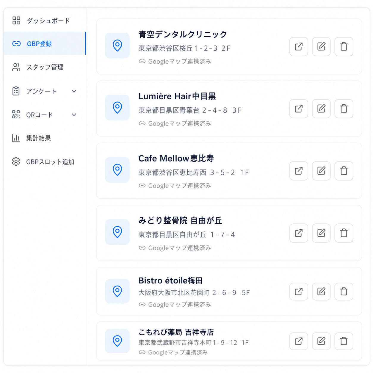 複数店舗をまとめて管理